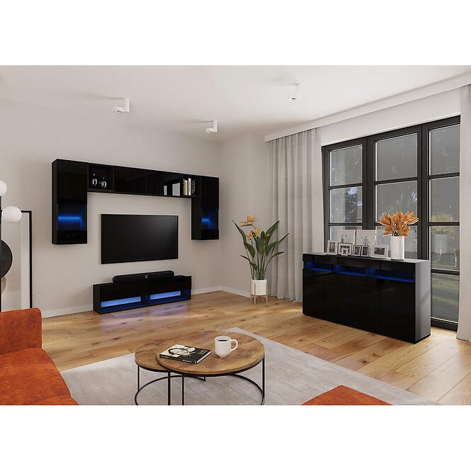 TV stolík Izumi 140 BL čierna mat/lesk,3