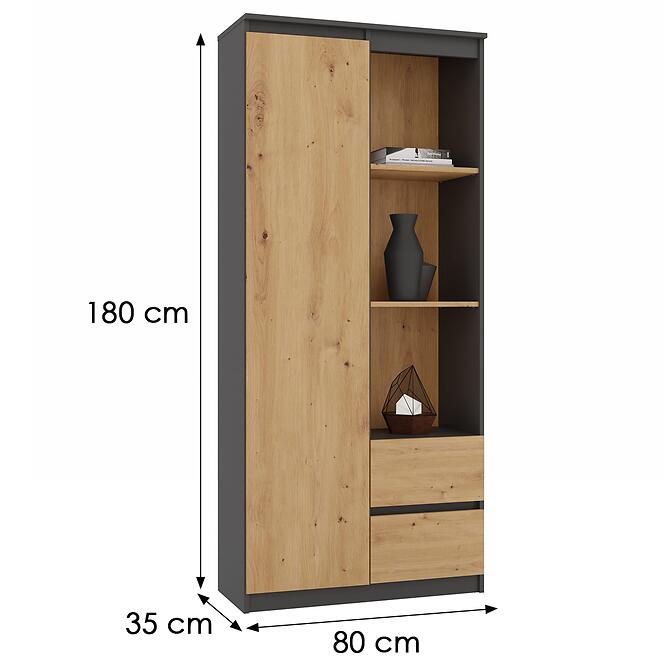 Regál KancelárskI Rs-80 Bily Antracit/Artisan