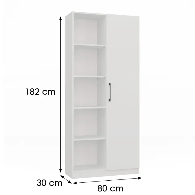 Regál 80 cm dvere biely