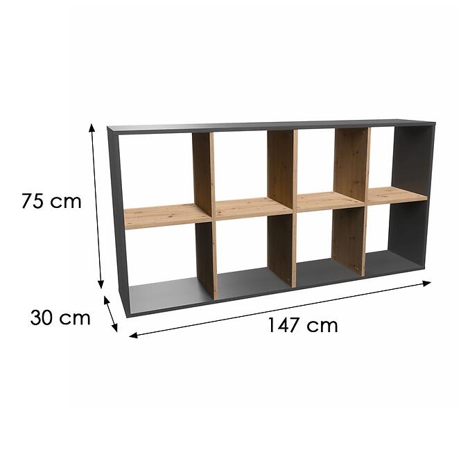 Regál Malax 2x4 Antracit/Artisan