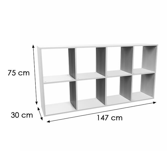 Regál Malax 2x4 Biela