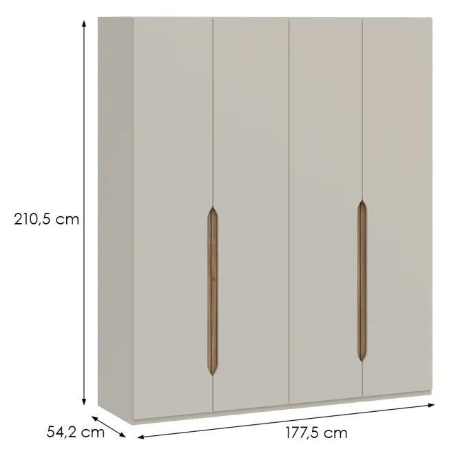 Skriňa Feletis 177,5cm-piesková/dub mauvella, štvordverová,,2
