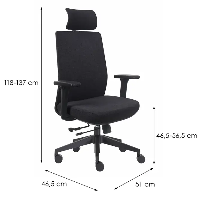 Otočné kreslo Prospero Látka čierna