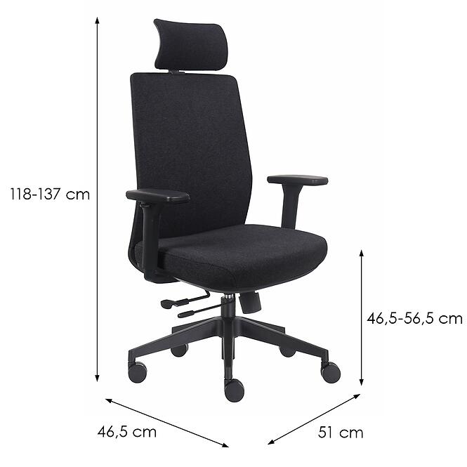 Otočné kreslo Prospero Látka čierna,2