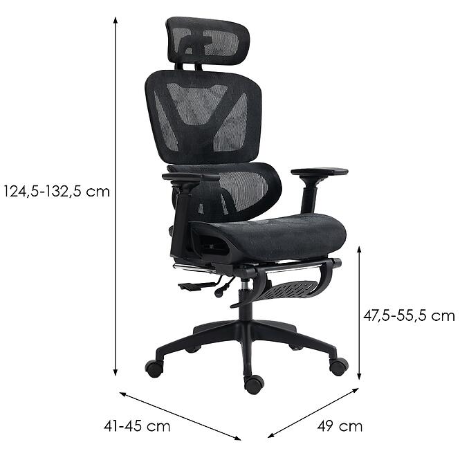 Otočné kreslo Ergoniczny Effector čierna,2