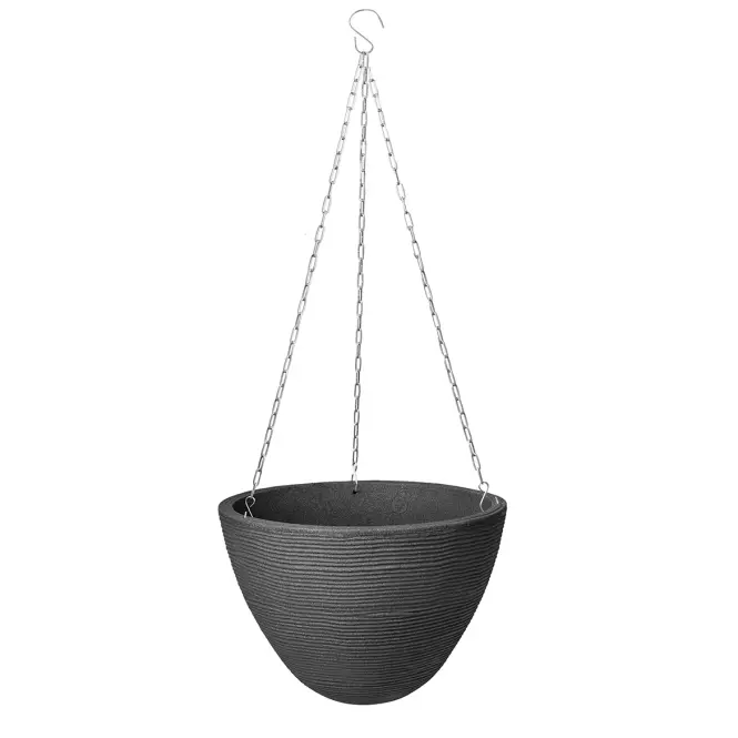 Závesný ryhovaný kvetináč antracit 33xh25 cm