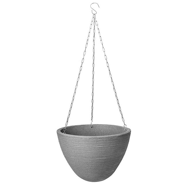 Závesný ryhovaný kvetináč steingrau 33xh25 cm