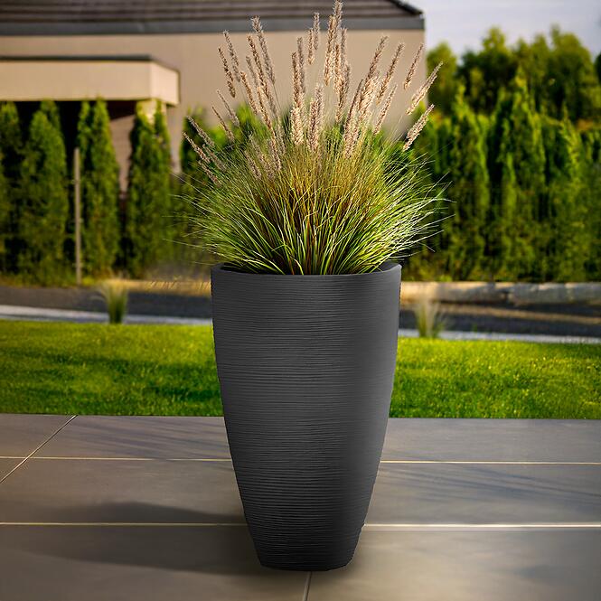 Ryhovaný kvetináč antracit 45xh70 cm,2