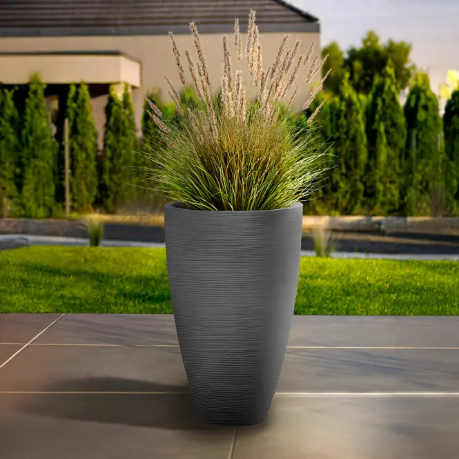 Ryhovaný kvetináč steingrau 45xh70 cm