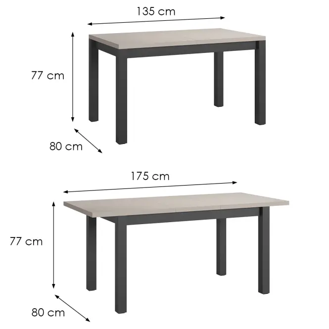 Rozkladací stôl Mini Kašmír/Czarny