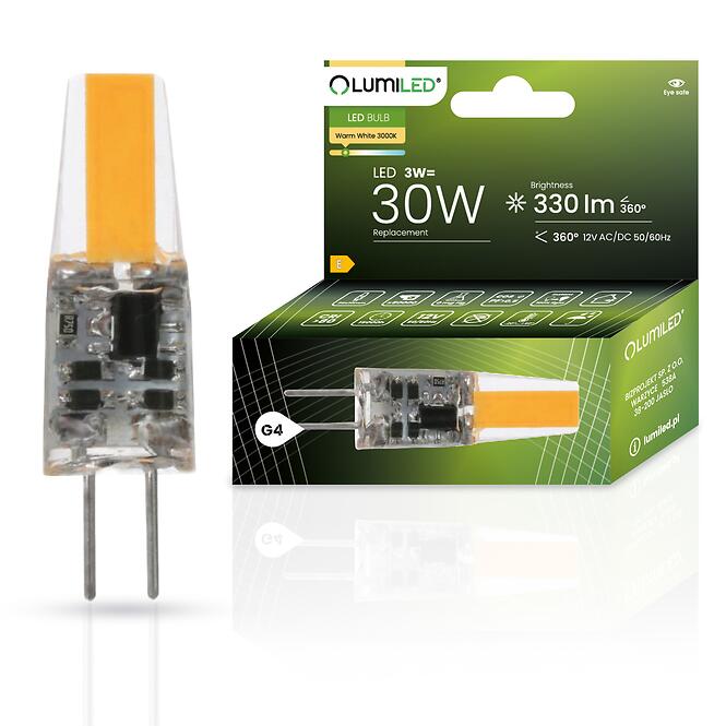 Žiarovka LED 3W 3000K 830 G4 330lm COB 12V LUMILED