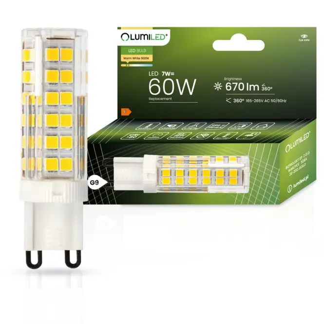 LED žiarovka 7W 3000K 830 G9 665lm 230V LUMILED,2