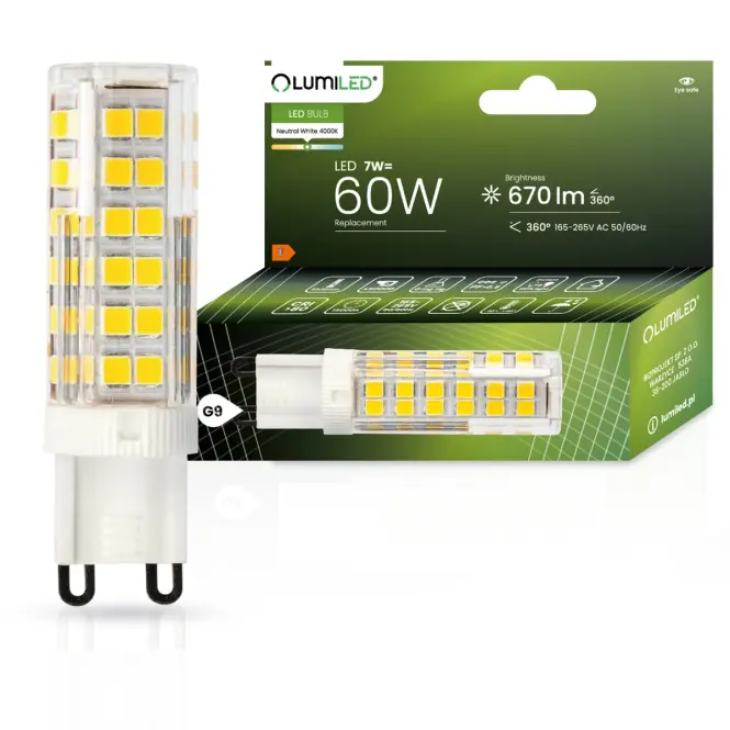 KAPSULA LED 7W 4000K 840 G9 665lm 230V LUMILED,2