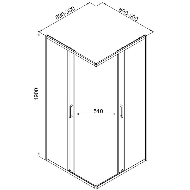 Sprchový kút Rio 90x90x190 black,2