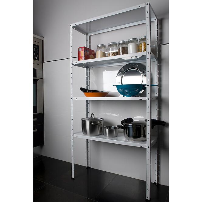 Skladový kovový regál 147x75x30 cm – 4 políc/40 kg