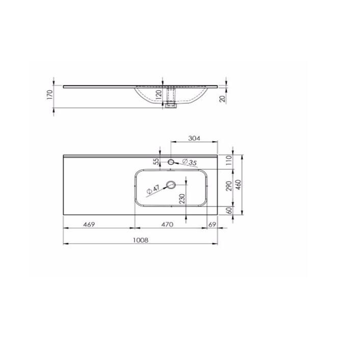 Umývadlo Merkado 100 Prava (60+40)