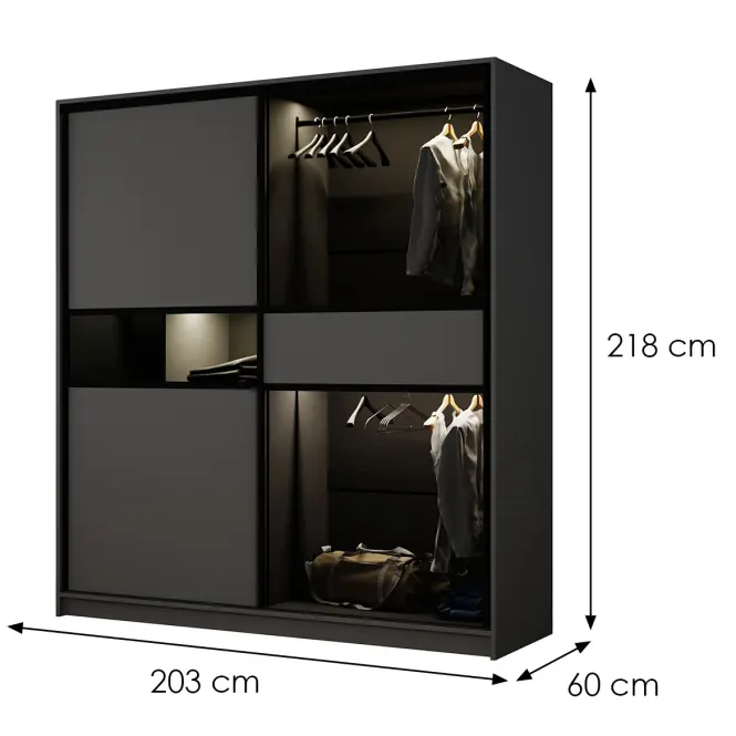 Skriňa s presklením Dream 200 Grafit/Sklo,2