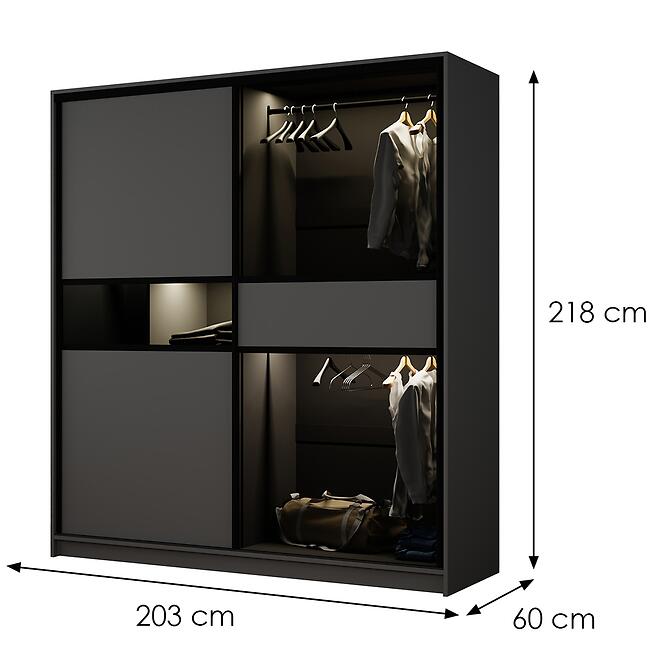 Skriňa s presklením Dream 200 Grafit/Sklo,2