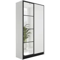 Skriňa Eden 107 cm so zrkadlom – biela, dvojdverová