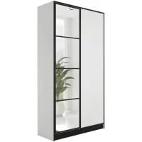 Skriňa Eden 107 cm so zrkadlom – biela, dvojdverová