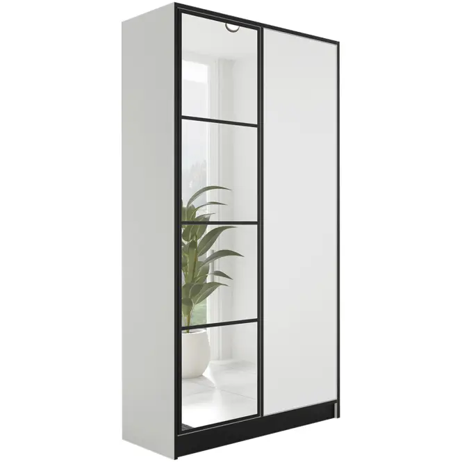 Skriňa Eden 107 cm so zrkadlom – biela, dvojdverová