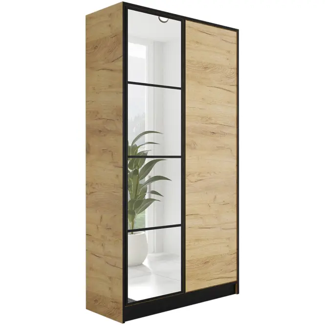 Skriňa Eden 107 cm so zrkadlom – dub craft zlatý, dvojdverová