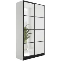 Skriňa Eden 107 cm so zrkadlom – biela, dvojdverová