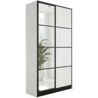 Skriňa Eden 107 cm so zrkadlom – biela, dvojdverová