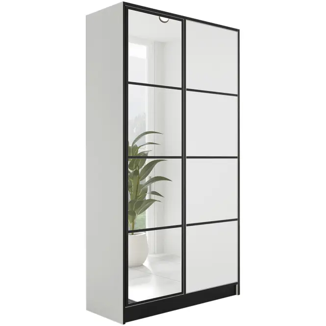 Skriňa Eden 107 cm so zrkadlom – biela, dvojdverová