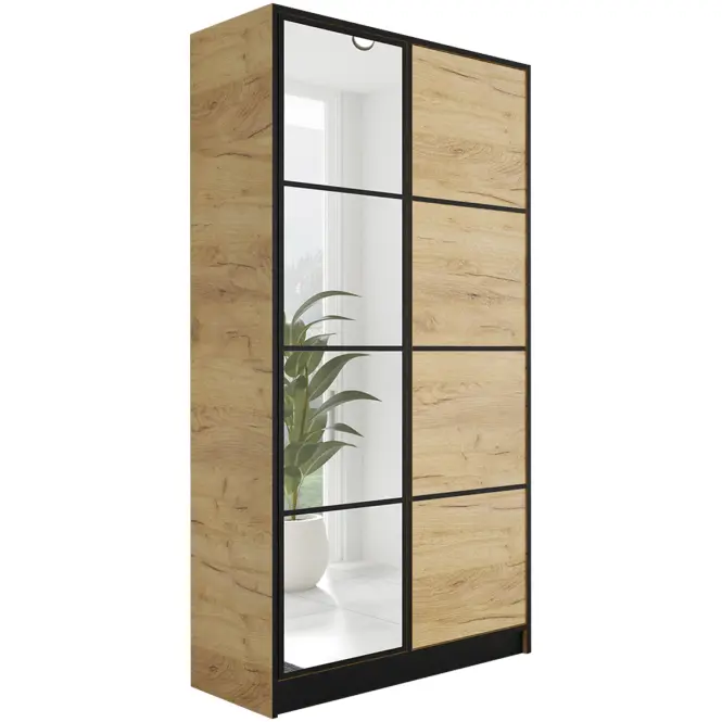 Skriňa Eden 107 cm so zrkadlom – dub craft zlatý, dvojdverová