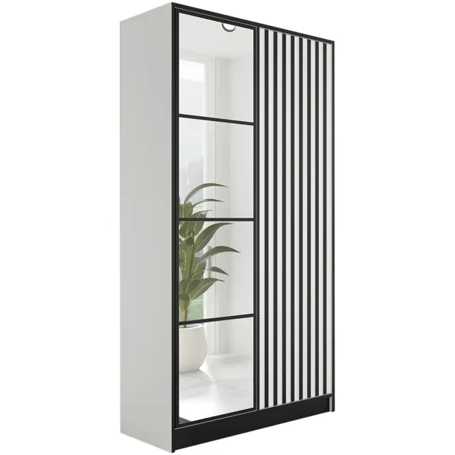 Skriňa Eden 107 cm so zrkadlom – biela, dvojdverová