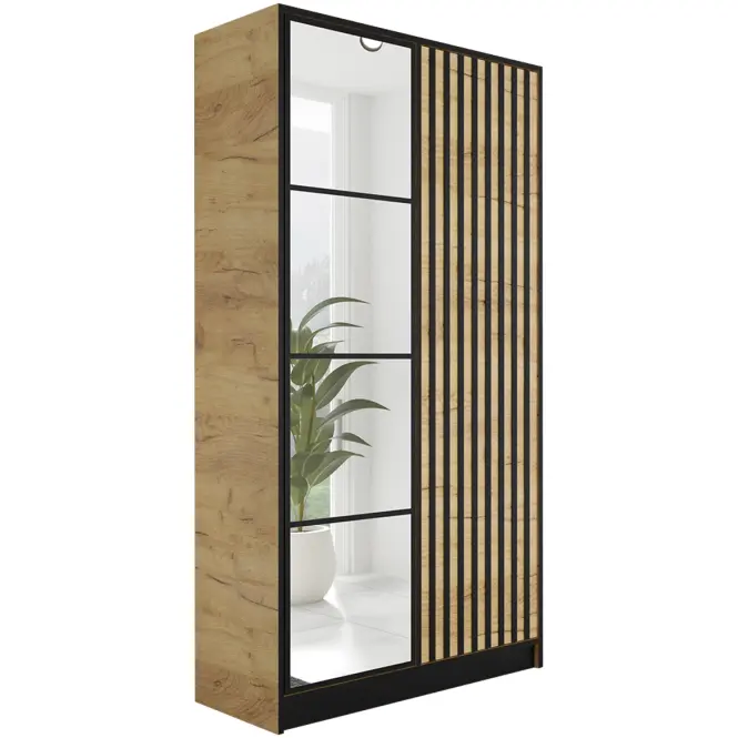 Skriňa Eden 107 cm so zrkadlom – dub craft zlatý, dvojdverová