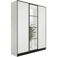 Skriňa Eden 157 cm so zrkadlom – biela, trojdverová