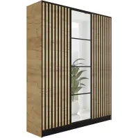 Skriňa Eden 157 cm so zrkadlom – dub craft zlatý, trojdverová