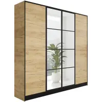 Skriňa Eden 207 cm so zrkadlom – dub craft zlatý, štvordverová