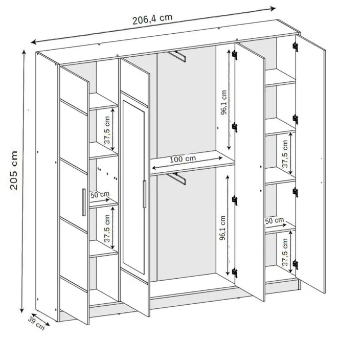 Skriňa Eden 4d 207 Dub Craft Zlatý 2