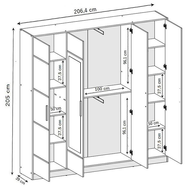 Skriňa Eden 4d 207 Dub Craft Zlatý 2,3