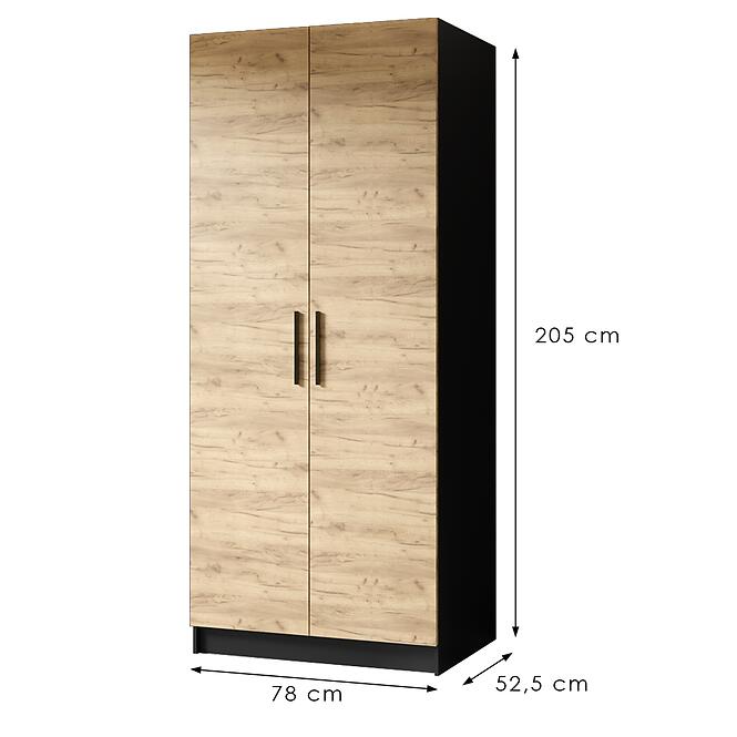 Skriňa Gold 2d Čierna/Dub Craft Zlatý