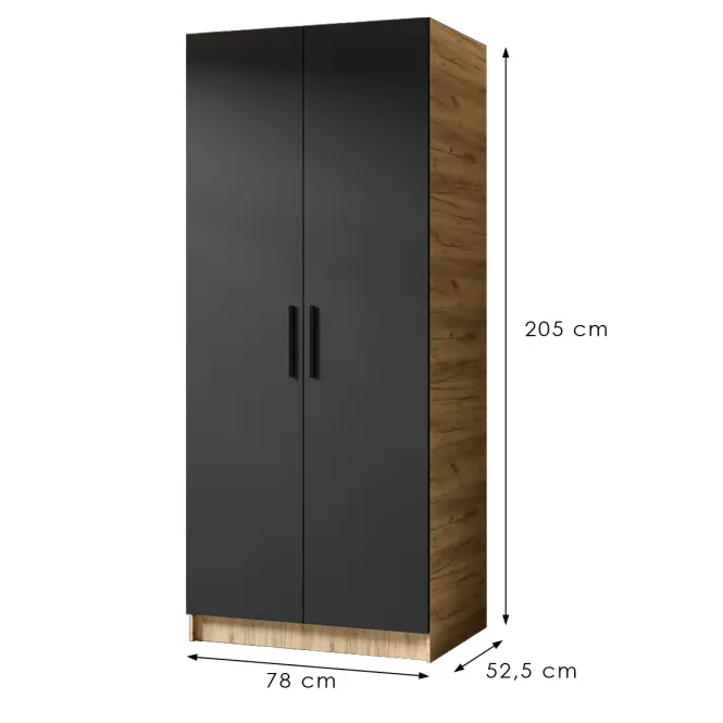 Skriňa Gold 2d Dub Craft Zlatý/Čierna,2