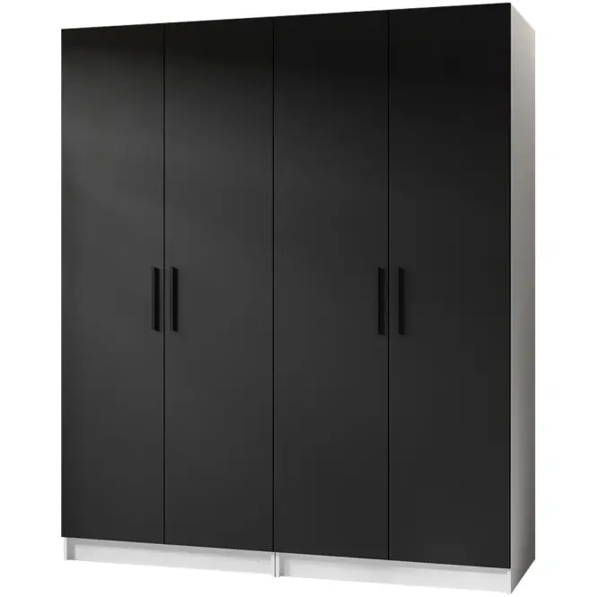Skriňa Gold 156 cm – biela/čierna, štvordverová