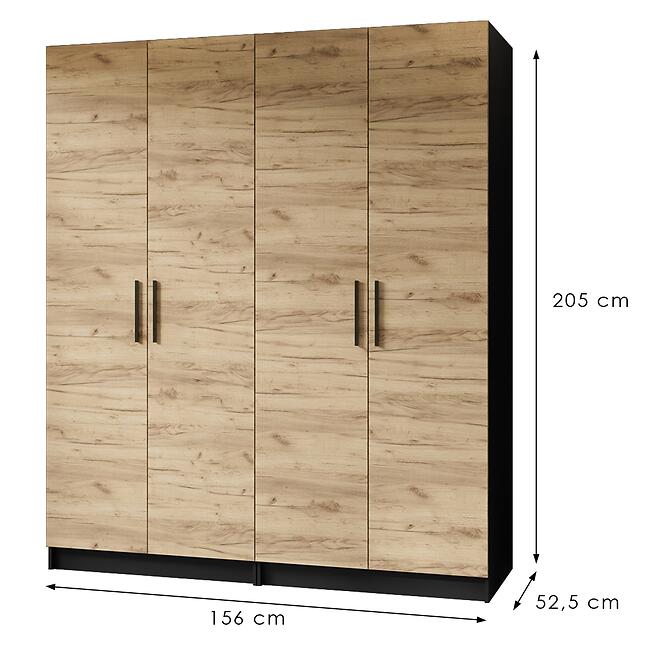 Skriňa X2 Gold 2d Čierna/Dub Craft Zlatý