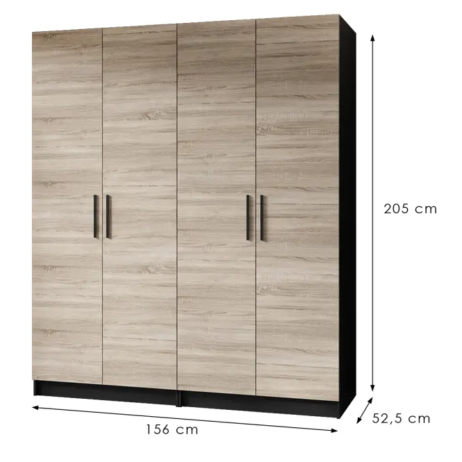 Skriňa X2 Gold 2d Čierna/Dub Sonoma,2