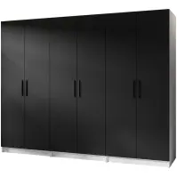 Skriňa Gold 234 cm – biela/čierna, šesťdverová