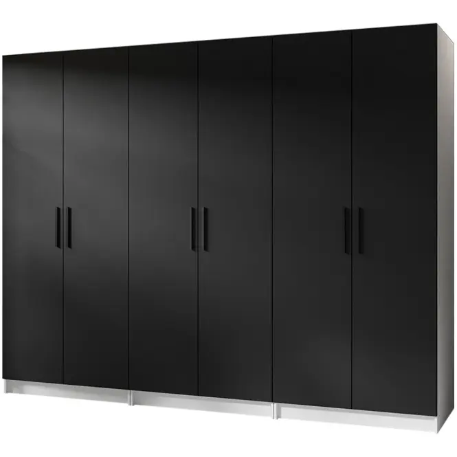 Skriňa Gold 234 cm – biela/čierna, šesťdverová