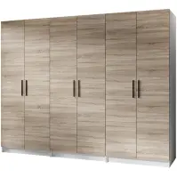 Skriňa Gold 234 cm – biela/dub sonoma, šesťdverová