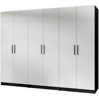 Skriňa Gold 234 cm – čierna/biela, šesťdverová