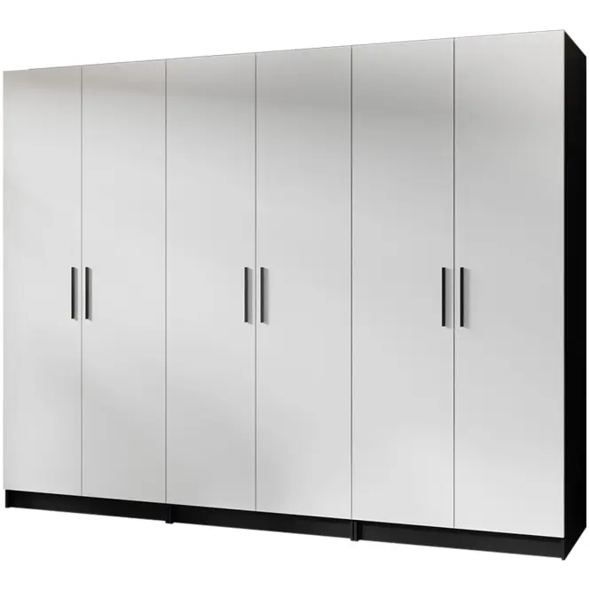 Skriňa Gold 234 cm – čierna/biela, šesťdverová