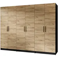 Skriňa Gold 234 cm – čierna/dub craft zlatý, šesťdverová
