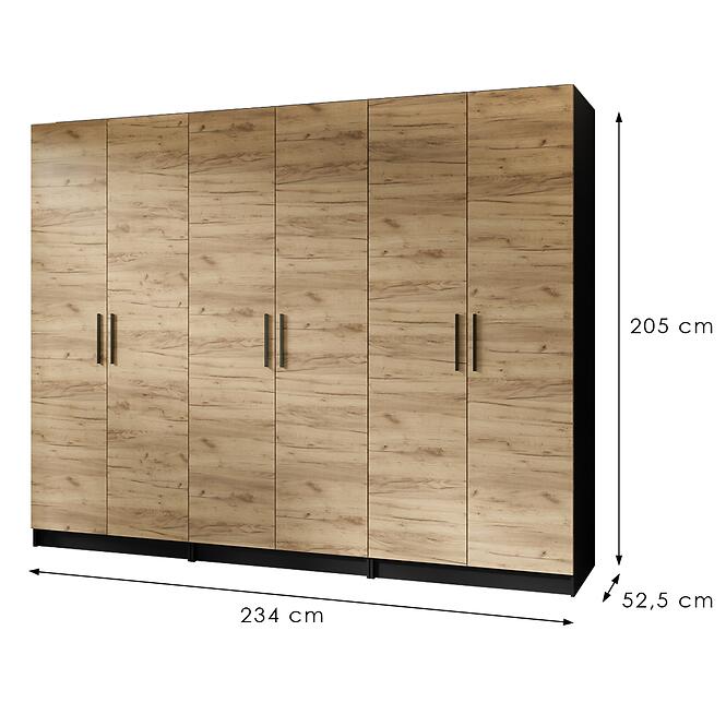 Skriňa X3 Gold 2d Čierna/Dub Craft Zlatý