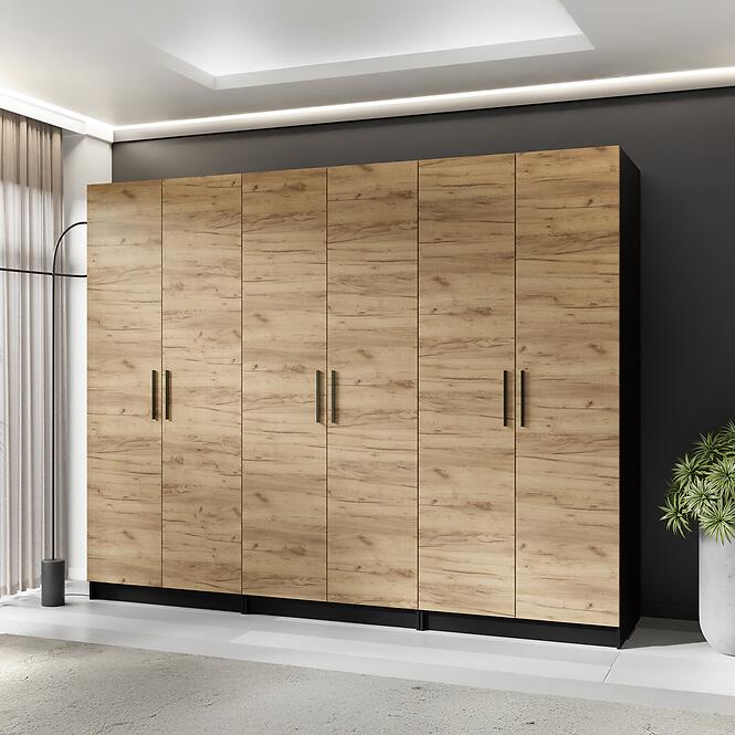 Skriňa X3 Gold 2d Čierna/Dub Craft Zlatý,3